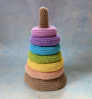 A crochet set of stackable rings