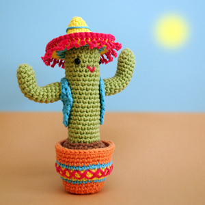 A crochet cartoon cactus